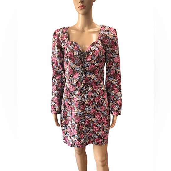 Paris Blues Dresses & Skirts - Paris blues black floral all over Bodycon denim dress vintage Y2K M/9